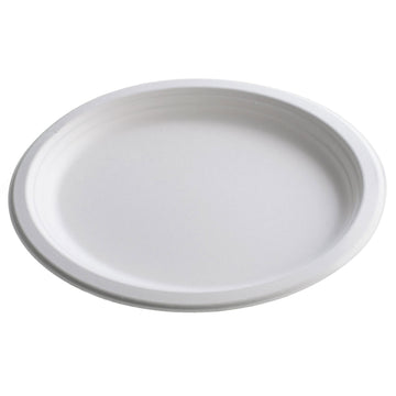 Piatto bianco bio visto dal lato